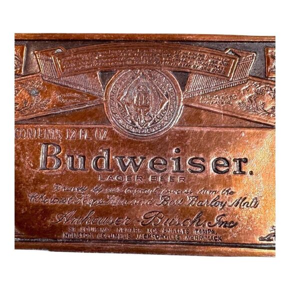 Vintage Budweiser Anheuser-Busch Bronze Copper Belt Buckle Logo Collectible - Picture 3 of 5